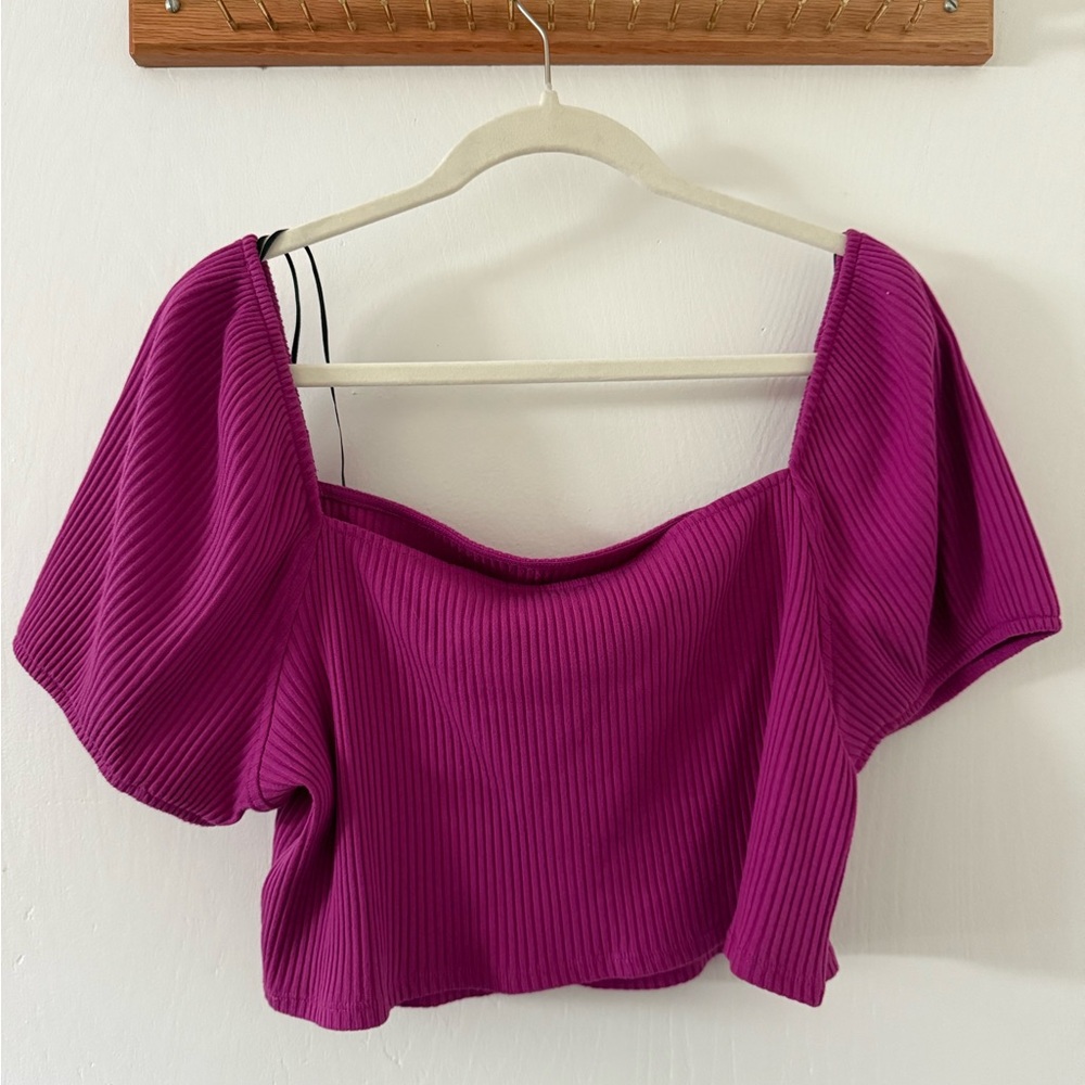 H&M Magenta Ribbed Blouse
